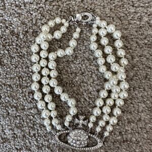 Vivienne Westwood Silver and White Pearl Necklace